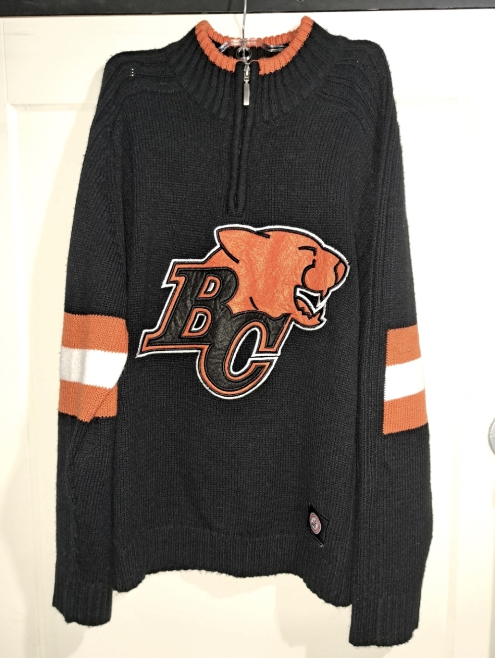 Vintage BC Lions Classic Cfl Qtr Zip Knit Sweater